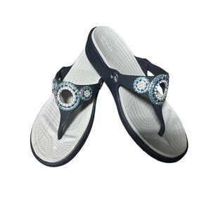 Women's Crocs Black and White Sandals Size 8